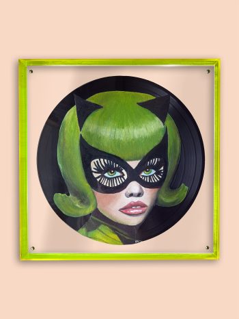 Oil on vintage vinyl (40×40 cm) · Original artwork · 540 EUR