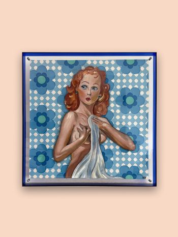 Oil on vintage wallpaper (45×45 cm) 540 EUR