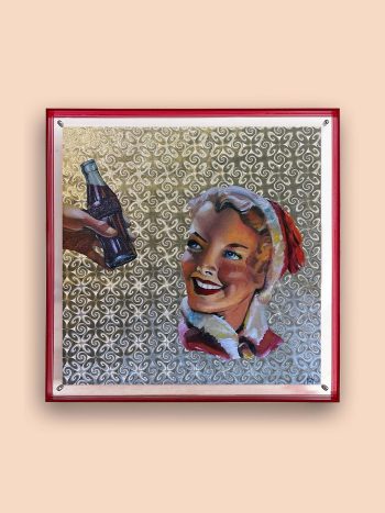 Oil on vintage wallpaper (45×45 cm) 540 EUR