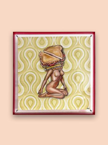 Oil on vintage wallpaper (45×45 cm) 540 EUR